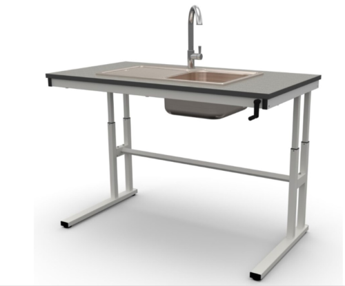 MEX Education - Height Adjustable Table For Sink (Not Included) Trespa SGL Top 1200 x 700 x 640-940mm