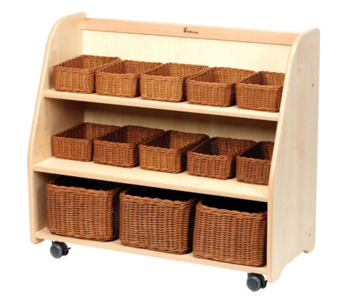 Millhouse Mobile Tiered Shelf Unit with Mirror Back With Baskets