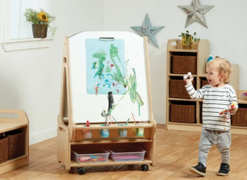 Millhouse Double-sided 2 Station Easel with Low Storage Trolley
